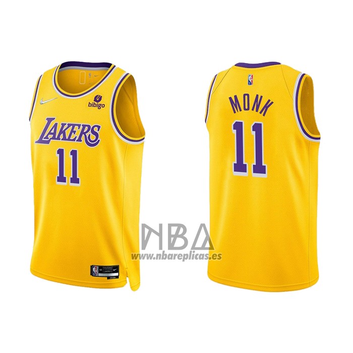 Camiseta Los Angeles Lakers Malik Monk NO 11 75th Anniversary 2021-22 Amarillo
